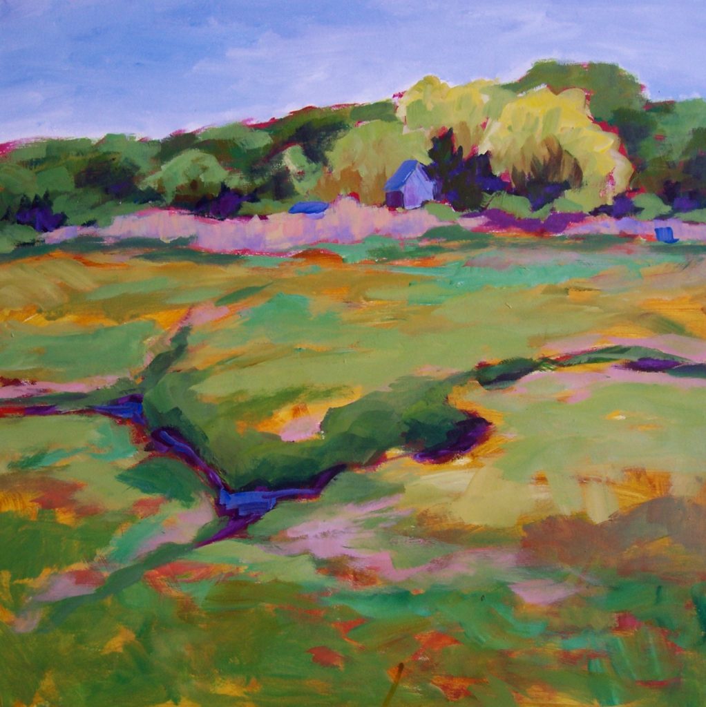 A painting of a marshy landscape
