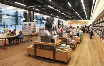 A shop with people browsing