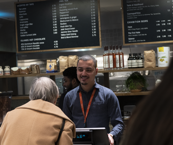 A person working in a cafe